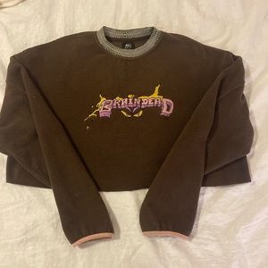 Braindead Cropped Fleece Sweatshirt